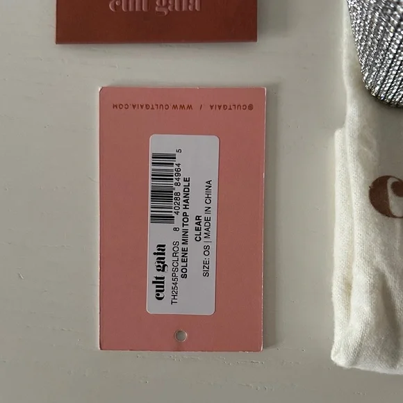 NWT Cult Gaia Solene Mini Top Round Handle Clear Rhinestone Silver Bag - Picture 4 of 10